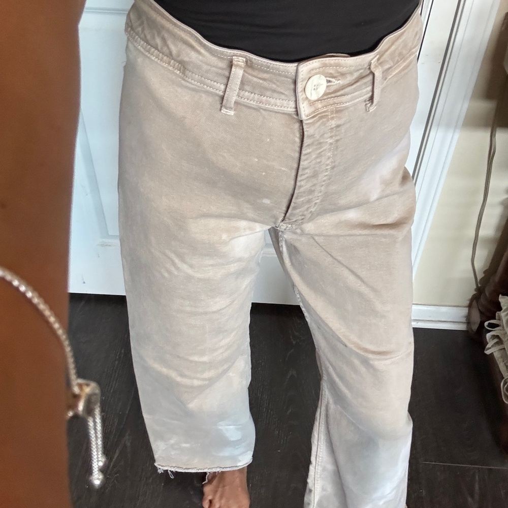 Women’s marine  Beige jeans size 10 bleach stained